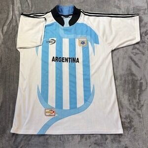 Argentina National Team Soccer Jersey Shirt Blue White Striped Sport Youth XL